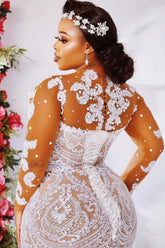 Gorgeous Long Sleeves Lace Wedding Dress Mermaid Bridal Gown